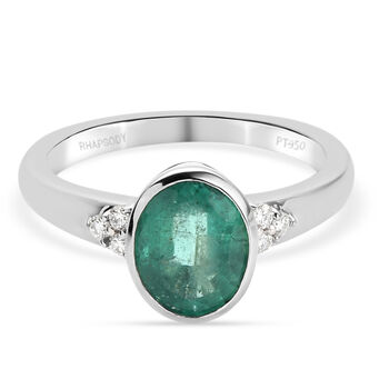 RHAPSODY AAAA sambischer Smaragd und Diamant-Ring, VS E-F, 950 Platin (Gr&ouml;&szlig;e 17.00) ca. 1,84 ct