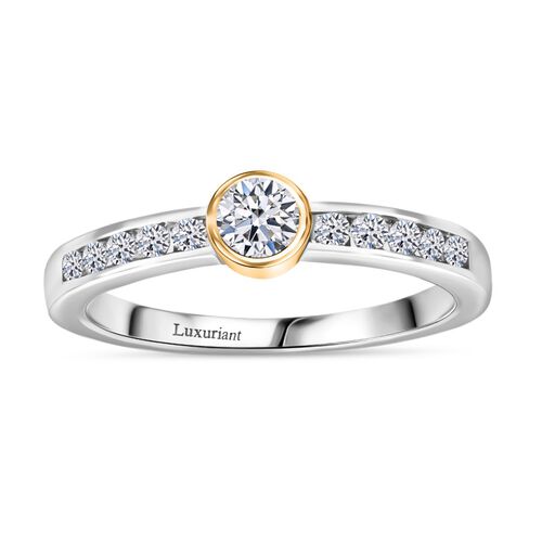 LUXURIANT DIAMOND - Lab Grown Diamant SI Ring 925 Silber Rhodiniert und 750 Gelbgold Vermeil (Größe 18.00) ca. 0.50 ct image number 2
