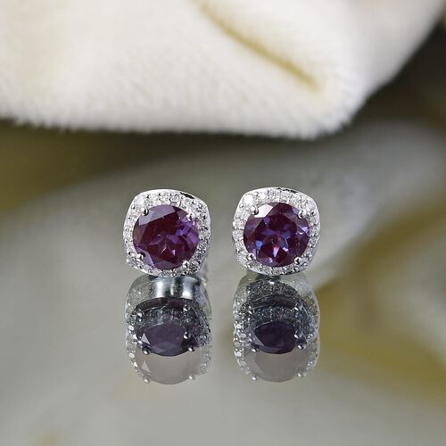 AAA Lab Grown Alexandrite, Lab Grown Diamant Ohrringe 417 Gold ca. 3,41 ct. image number 1