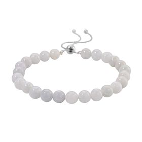 D'Joy Weiße Jade Armband ca. Flexibles cm 925 Silber rhodiniert ca. 90,00 ct.