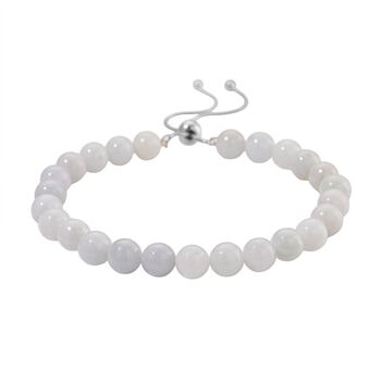 D'Joy EXTREM SELTEN Nat&uuml;rliche Wei&szlig;e Jade Armband Flexibles (ca. 16.5 - 23 cm), 925 Silber rhodiniert ca. 90.00 ct