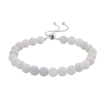 D'Joy EXTREM SELTEN Nat&uuml;rliche Wei&szlig;e Jade Armband Flexibles (ca. 16.5 - 23 cm), 925 Silber rhodiniert ca. 90.00 ct