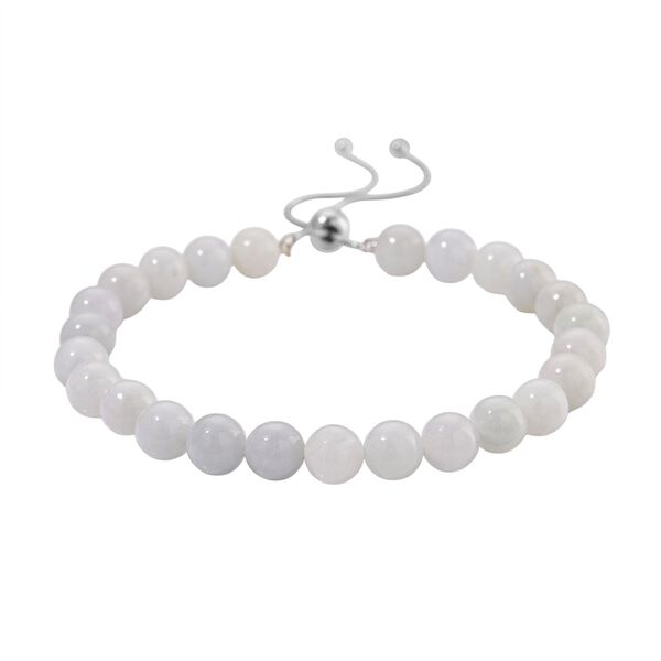 D'Joy EXTREM SELTEN Nat&uuml;rliche Wei&szlig;e Jade Armband Flexibles (ca. 16.5 - 23 cm), 925 Silber rhodiniert ca. 90.00 ct