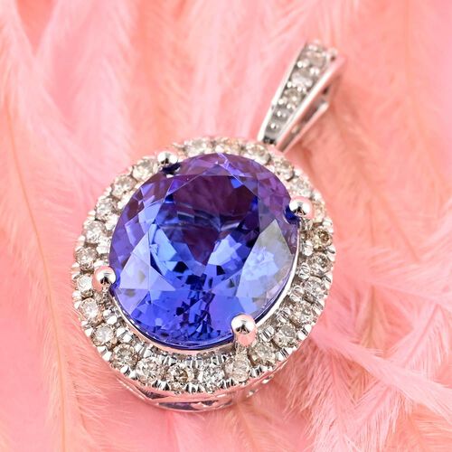LUXORO zertifiziert und geprüft AAA Tansanit und Diamant Anhänger in 585 Weißgold - 3,51 ct. image number 1