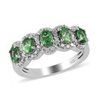 Tsavorit Granat und Zirkon Ring 925 Silber platiniert (Größe 16.00) ca. 1,25 ct