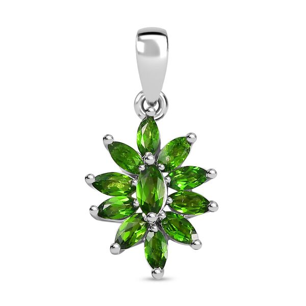 Natürlicher Chromdiopsid Anhänger 925 Silber rhodiniert ca. 1.13 ct image number 0