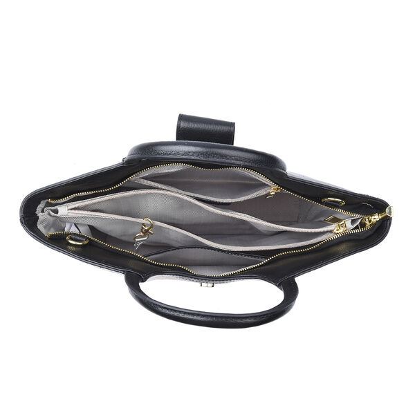 Handtasche aus 100% echtem Leder, Schlangenmuster, Braun&nbsp; image number 6