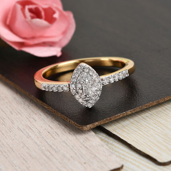 Diamant Ring 925 Silber Gelbgold-&Uuml;berzug image number 2