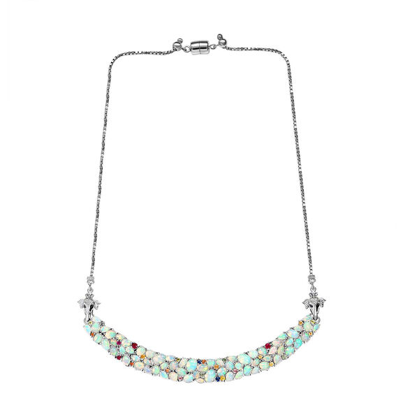 Nat&uuml;rliche, &auml;thiopische Opal und Multi-Edelstein-Halskette - 16,48 ct. image number 5