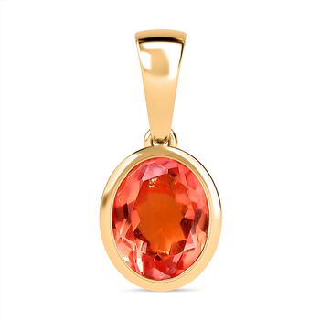 Padparadscha Quarz Triplette Anh&auml;nger 925 Silber 750 Gelbgold Vermeil ca. 2.02 ct