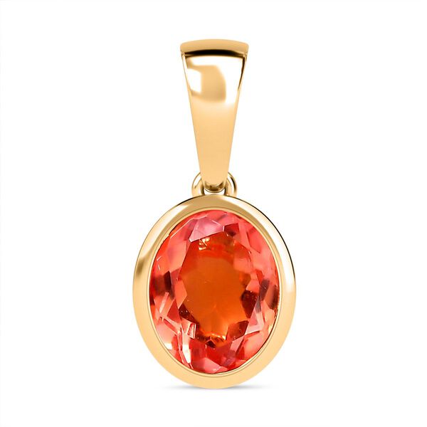 Padparadscha Quarz Triplette Anh&auml;nger 925 Silber 750 Gelbgold Vermeil ca. 2.02 ct