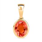 Padparadscha Quarz Triplette Anhänger 925 Silber 750 Gelbgold Vermeil ca. 2.02 ct