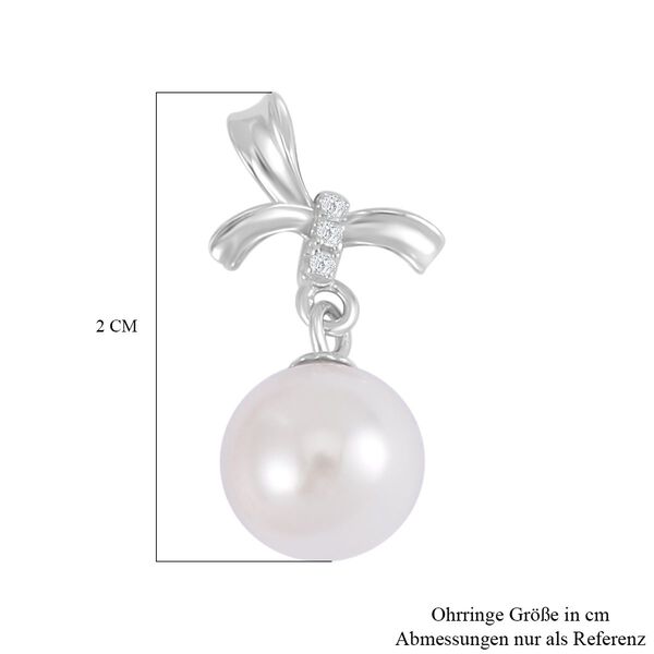 Wei&szlig;e Muschelkernperle und Zirkonia -Ohrringe - 7,65 ct. image number 6