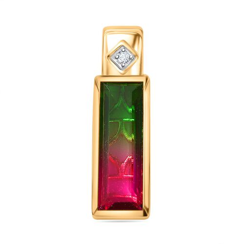 Wassermelonen Quarz Triplett und Zirkon Anhänger - 4,47 ct. image number 0