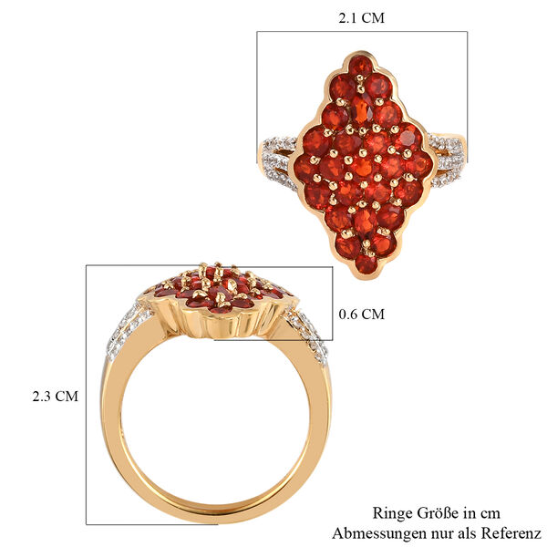 Mexikanischer Kirschfeuer-Opal und Zirkon Ring 925 Silber vergoldet image number 7