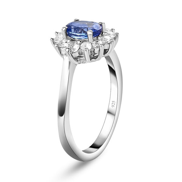 AA Tansanit und wei&szlig;er Zirkon-Ring, 925 Silber platiniert  ca. 1,15 ct image number 5