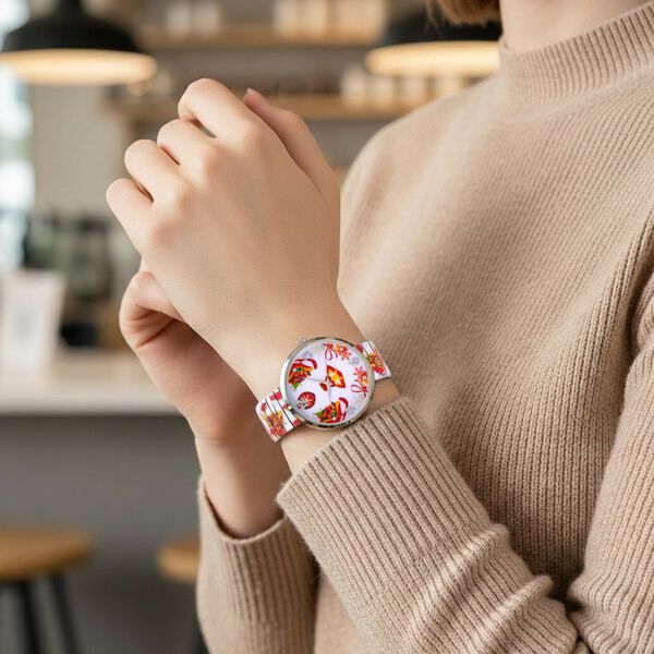 STRADA - Japanisches Uhrwerk, Flexible Uhr, Weihnachtsmotiv image number 2