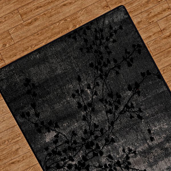 Gewebter Teppich mit Blattmuster, 91x152cm, Braun-schwarz image number 6