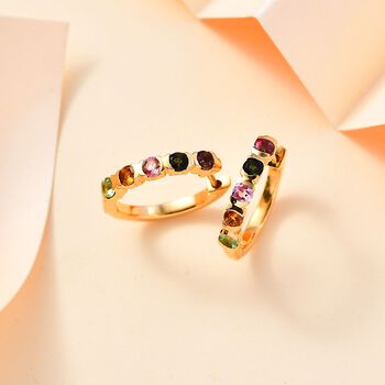 AA Mehrfarbig-Turmalin Ohrringe 925 Silber 750 Gelbgold Vermeil ca. 0,94 ct.