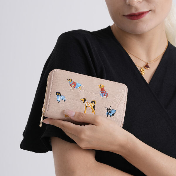 PU-Geldb&ouml;rse mit RFID-Schutz, Hundemuster, 15,5x2,5x10cm, Rosa image number 3