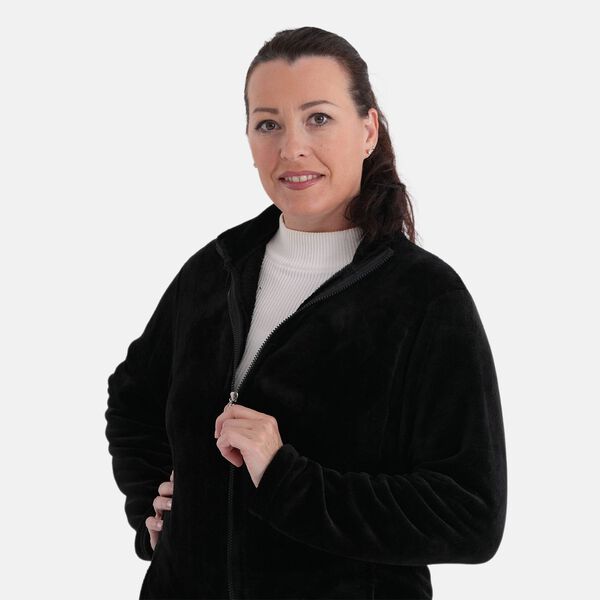 LA MAREY Jacke aus Samt mit Rei&szlig;verschluss, Gr&ouml;&szlig;e L/XL, Schwarz image number 4