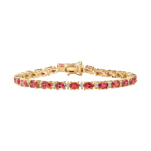 Empress Flame - D joy Lab Created Padparadscha-Saphir , Moissanit Armband ca. 20 cm 925 Silber 750 Gelbgold Vermeil ca. 16.43 ct image number 0