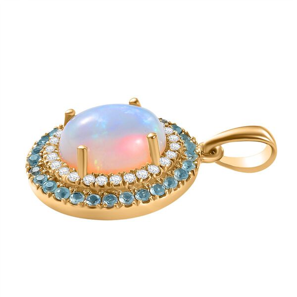 AA Natürlicher, äthiopischer Welo Opal, Paraiba-Apatit und Moissanit-Anhänger - 3,02 ct. image number 5