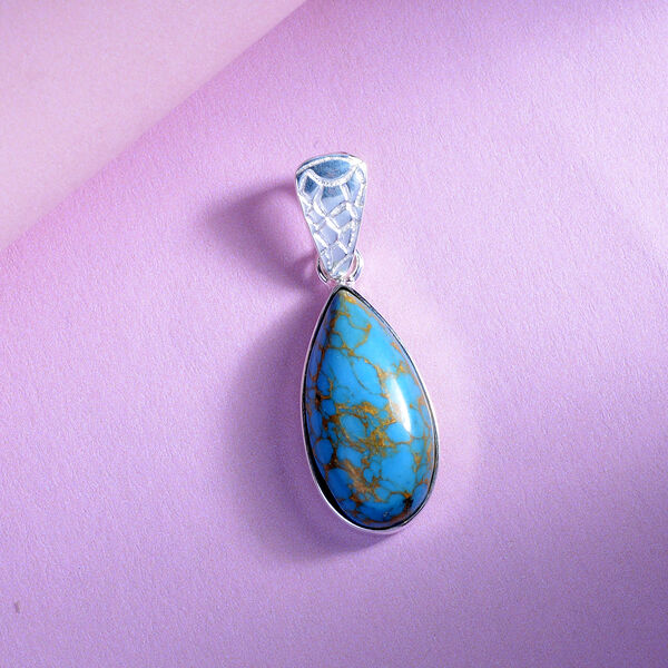 Blauer Mojave T&uuml;rkis-Solit&auml;r-Anh&auml;nger in Silber image number 3