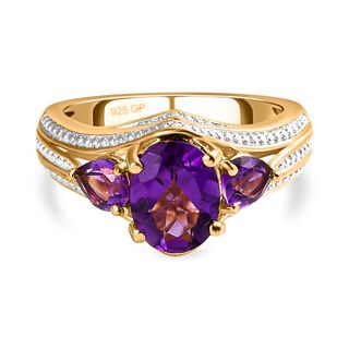 GP Spezial Kollektion - Lusaka Amethyst Ring, 925 Silber Gelbgold Vermeil (Größe 17.00) ca. 2.23 ct