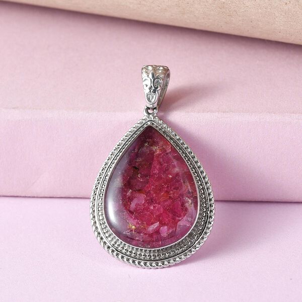 Afrikanischer Rubin-Anhänger, (Fissure gefüllt), Edelstahl ca. 12.00 ct image number 2