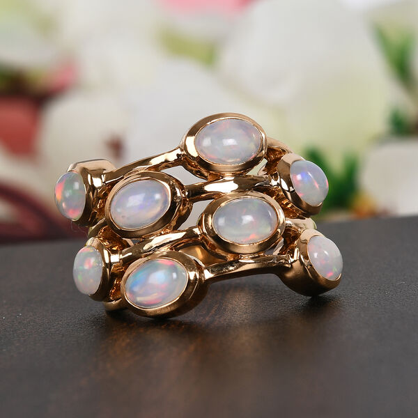 Nat&uuml;rlicher &Auml;thiopischer Opal Ring 925 Silber vergoldet  ca. 2,54 ct image number 2