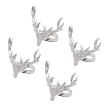 4er Set Engel Serviettenhalter in schwarzer Geschenkbox, 4x6.5cm, silber