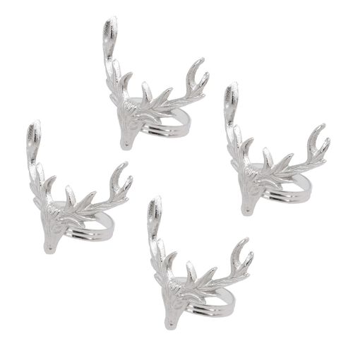 4er Set Rentier Serviettenhalter, 8x6,5cm, silber image number 0