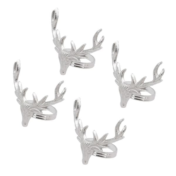 4er Set Rentier Serviettenhalter, 8x6,5cm, silber image number 0