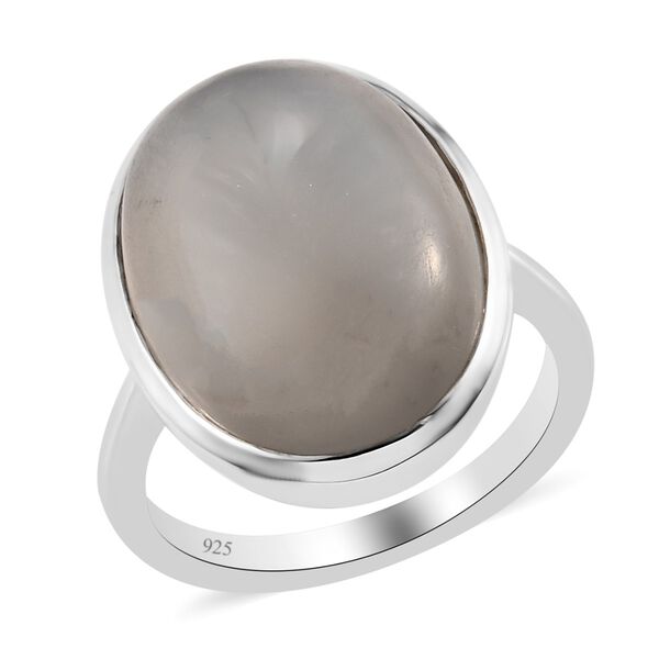 Grauer Mondstein  Solit&auml;r Ring 925 Silber Platin-&Uuml;berzug image number 4
