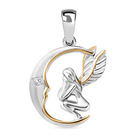 Moissanit Anhänger 925 Silber platiniert und vergoldet ca.