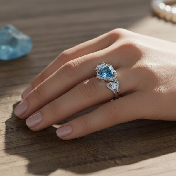 LUXURIANT IGI zertifizierter VS-EF Labor blauer und wei&szlig;er Diamant Ring in 950 Platin - 3 ct. image number 2