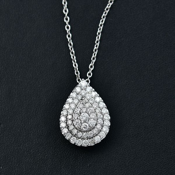 LUXURIANT SGL zertifizierter VS Labor Diamant Anh&auml;nger mit 45cm Kette, 925 Silber 750 Gelbgold Vermeil - 1 ct. image number 3