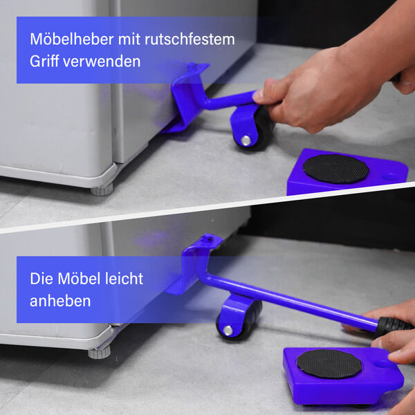 5er-Set Möbelroller in Blau, Größe: 7,8x10 cm und 7x34 cm image number 2