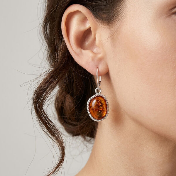 Nat&uuml;rlicher Baltischer Bernstein Ohrringe 925 Silber image number 2