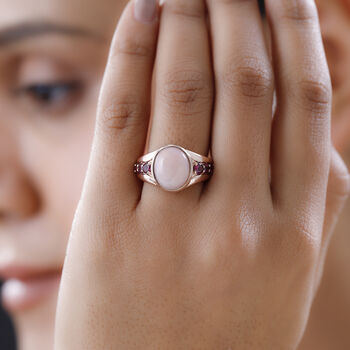 Peruanischer Rosa-Opal und Rhodolith Granat-Ring - 4,71 ct.