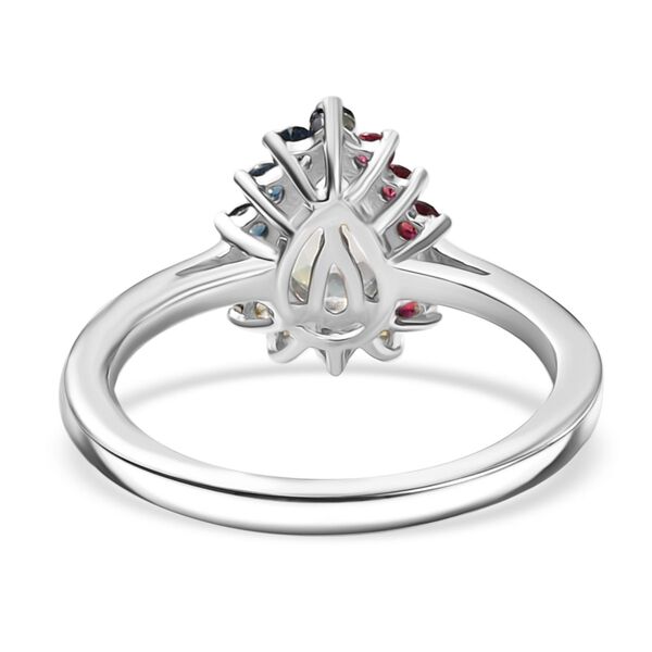 D joy AAA Premium Malagasy Regenbogen Mondstein, Mehrfarbiger Saphir Ring 925 Silber rhodiniert (Gr&ouml;&szlig;e 17.00) ca. 1.40 ct image number 6