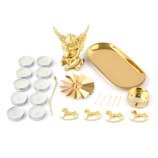 THE 5TH SEASON: Tr&auml;umendes Schutzengelm&auml;dchen mit drehbarem Kerzenhalter und 10 Teelichtern, Gold image number 4