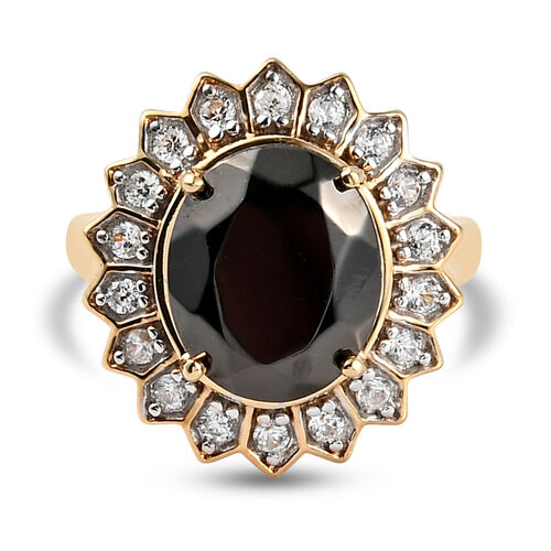 Elite Shungit und Zirkon Halo Ring 925 Silber vergoldet  ca. 3,67 ct image number 0