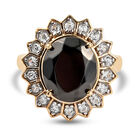 Elite Shungit und Zirkon Halo Ring 925 Silber vergoldet (Größe 16.00) ca. 3,67 ct