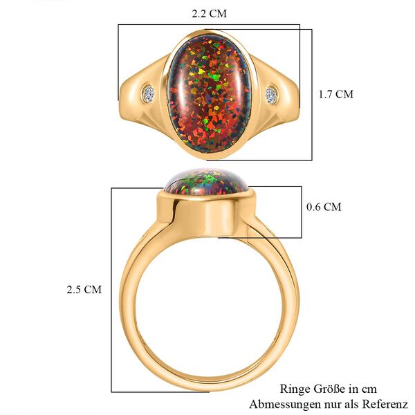 Labor schwarzer Opal und Zirkon Ring - 2,45 ct. image number 8