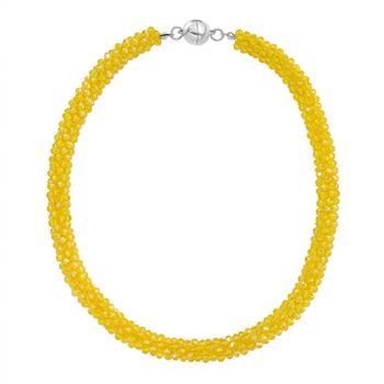 2er Set - Gelber Kristall Halskette und Armband, flexibel