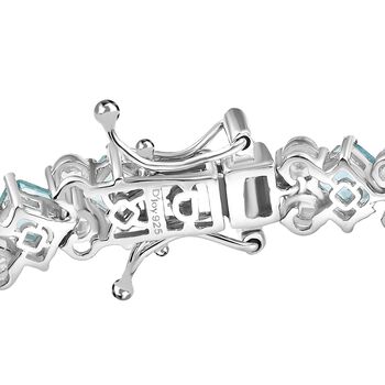 D joy AA Betroka Blauer Apatit, Wei&szlig;er Zirkon Armband ca. 19 cm 925 Silber rhodiniert ca. 14,88 ct.