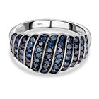 Blauer Diamant Ring, 925 Silber platiniert (Größe 17.00), ca. 1.00 ct