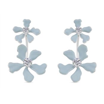 2er Set - Wei&szlig;er Kristall Ohrringe, emailliert